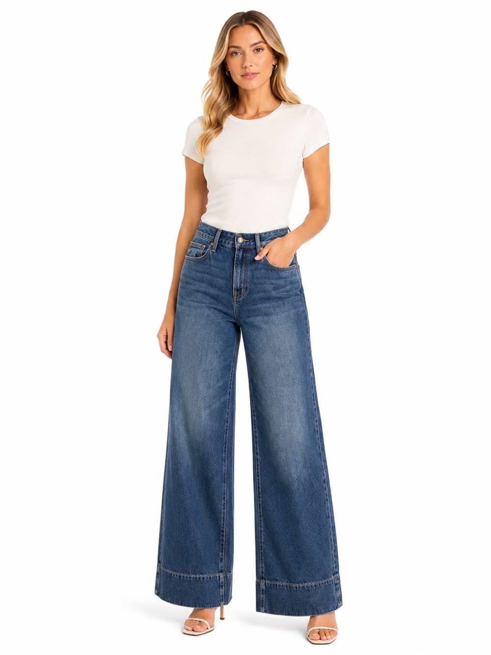 NWT Hidden Size 25 Nori High-Rise Wide Leg Women's Jeans in Blue Denim